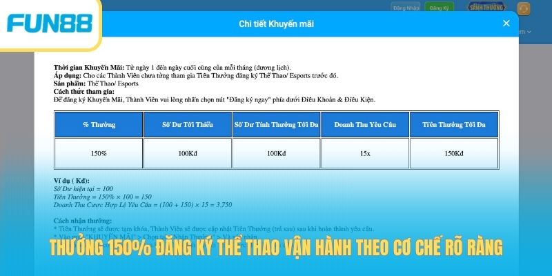 Độc Quyền: Thưởng 150% Đăng Ký Thể Thao, x2.5 Vốn Cực Đã Thưởng 150% đăng ký thể thao vận hành theo cơ chế rõ ràng